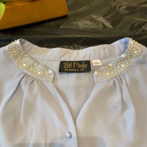 Bob Mackie Blouse Long Sleeve  Purple Vintage L - Picture 6 of 8